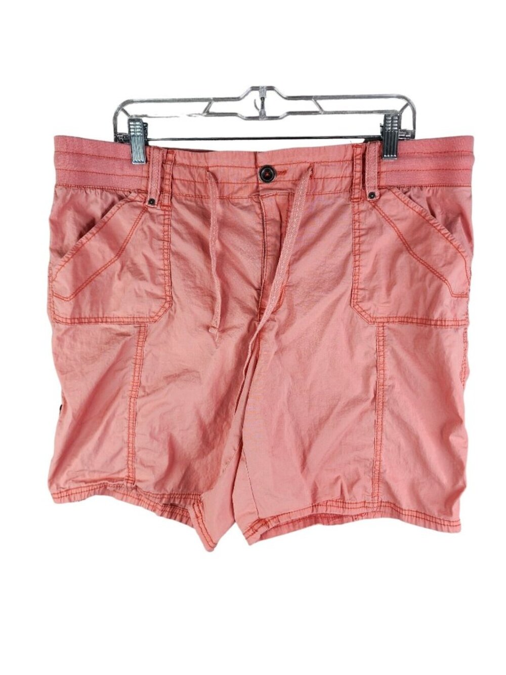 Womens Khakis & Company Pink Convertible Shorts Roll Tab Hem Cotton Stretch 18
